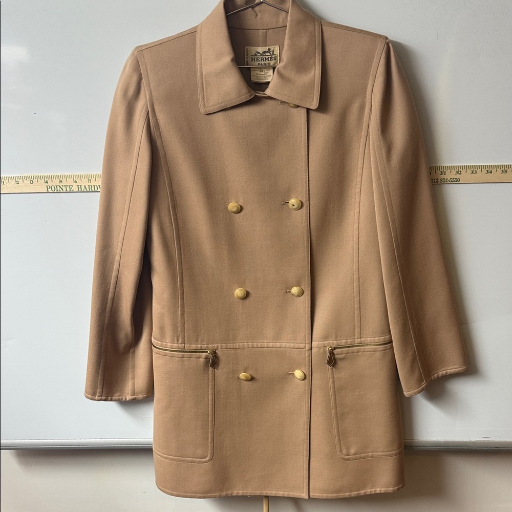 Vintage Hermes Camel Double-Breasted Trench Coat - SPECTACULAR COAT! - Picture 14 of 17
